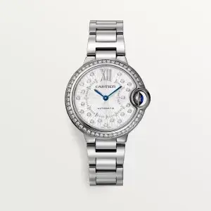 Cartier Ballon Bleu De Cartier Pink Dial Silver Steel Strap Watch