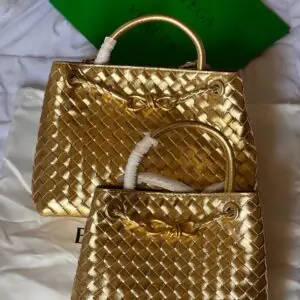 BOTTEGA VENETA Indiamo Gold Leather Bag