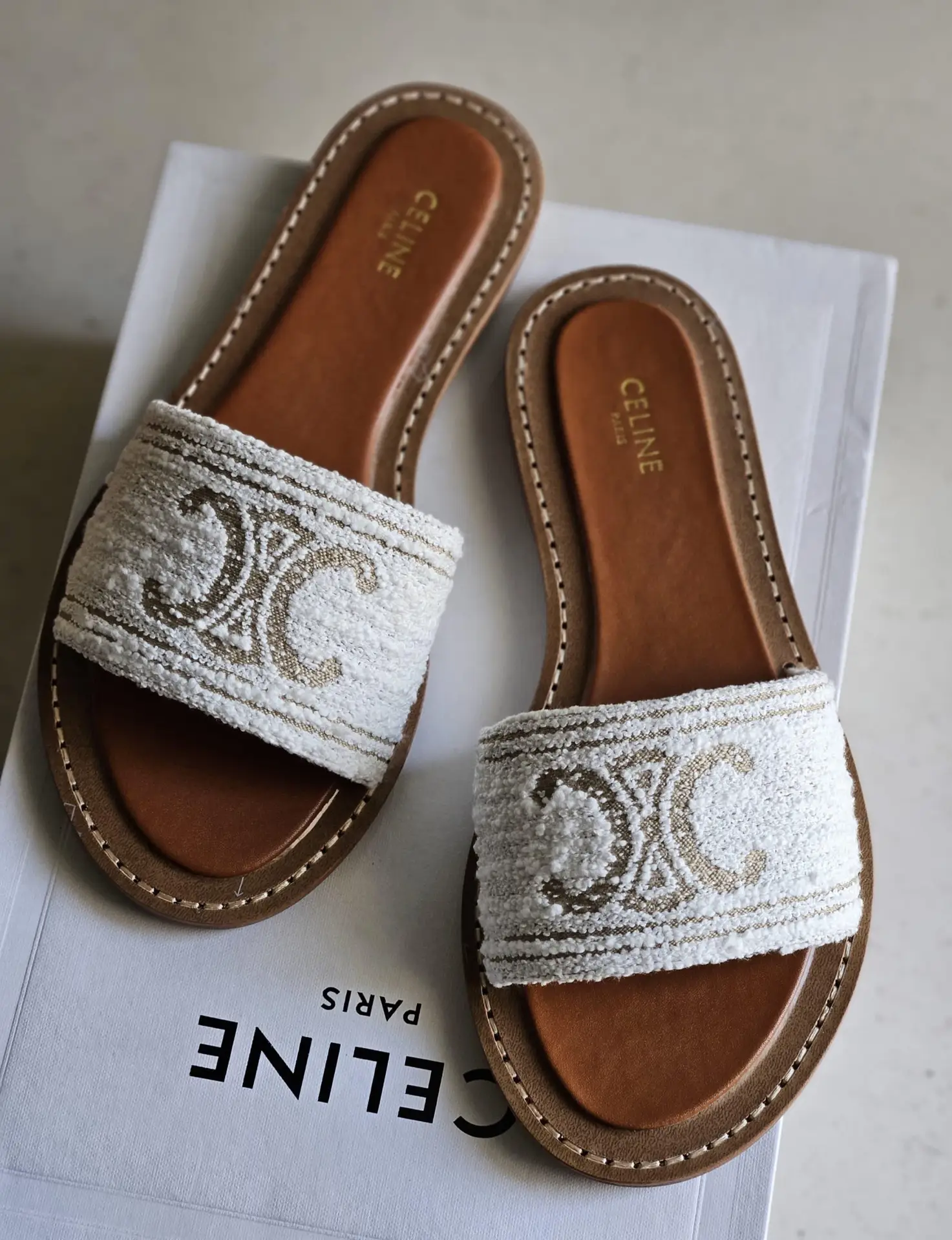 CELINE Luxe Woven Leather Mule Sandals CELINE Luxe Woven Leather Mule Sandals