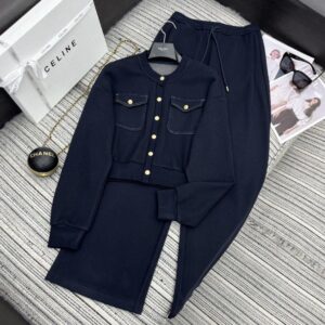 CELINE Denim Tube Top with Buttoned Flap