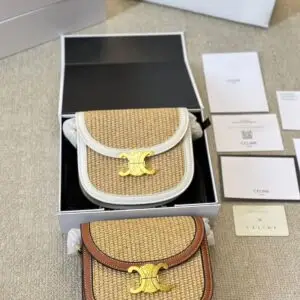 CELINE Teen Straw Saddle Bag