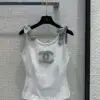CHANEL Signature Logo Cotton Jersey Tank Top