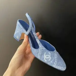 Chanel Denim CC Slingback Pumps