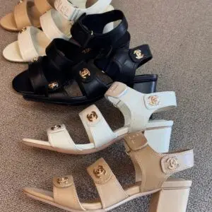CHANEL Black Leather Ankle Strap Sandals