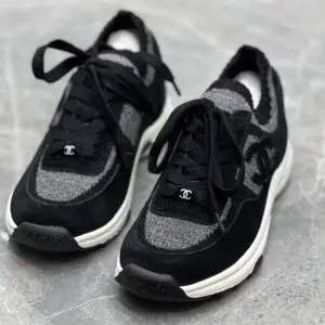 CHANEL Suede CC Logo Sneakers