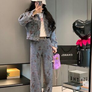 CHANEL Tweed Cropped Jacket & Trouser Set