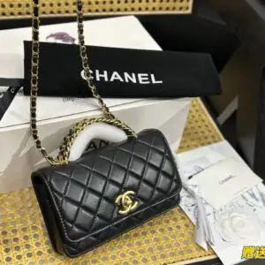 CHANEL Camellia Top Handle Wallet
