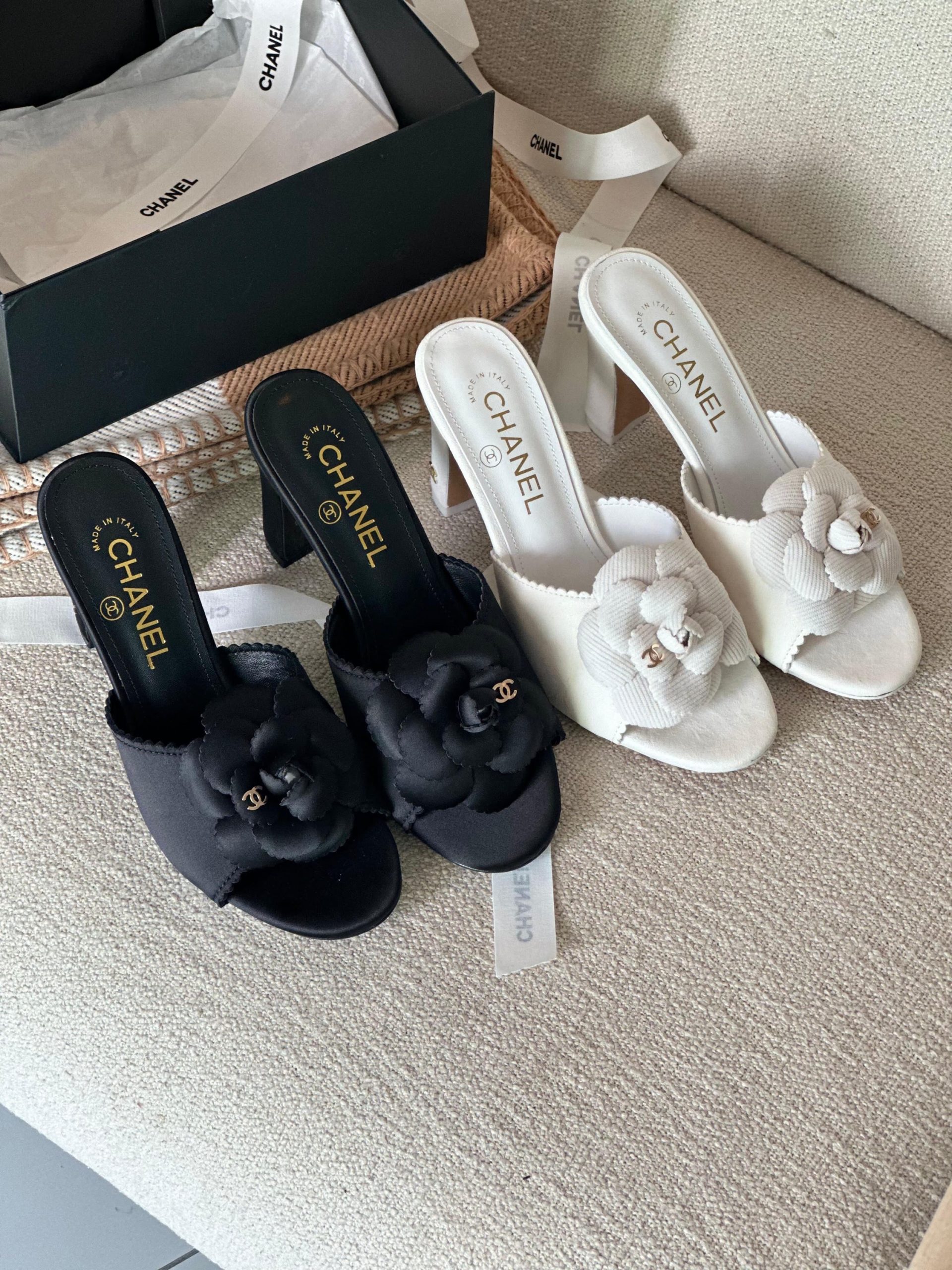 CHANEL Camellia Flower Heeled Sandals CHANEL Camellia Flower Heeled Sandals