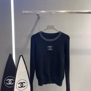 Chanel-Style CC Logo Cashmere Jumper