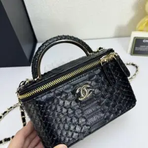 CHANEL Genuine Leather Cosmetic Bag