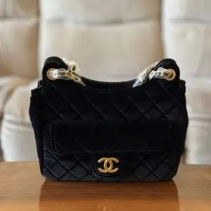 CHANEL Velvet Flap Hobo Bag