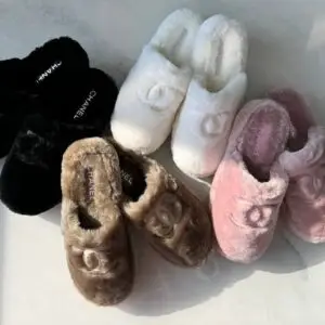 CHANEL-Inspired Shearling Slippers