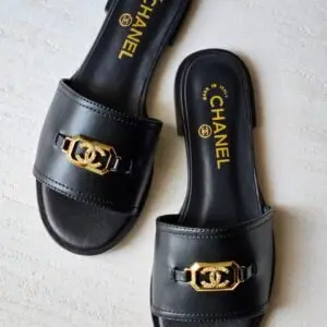 CHANEL CC Logo Slide Sandals