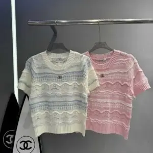 CHANEL Short Sleeve Cashmere-Silk Sweater