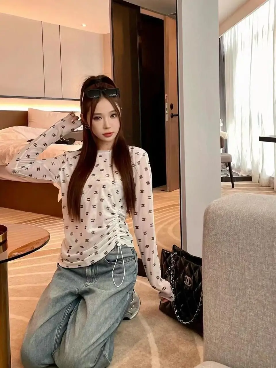 CHANEL Beige Crescent Moon Top CHANEL Beige Crescent Moon Top