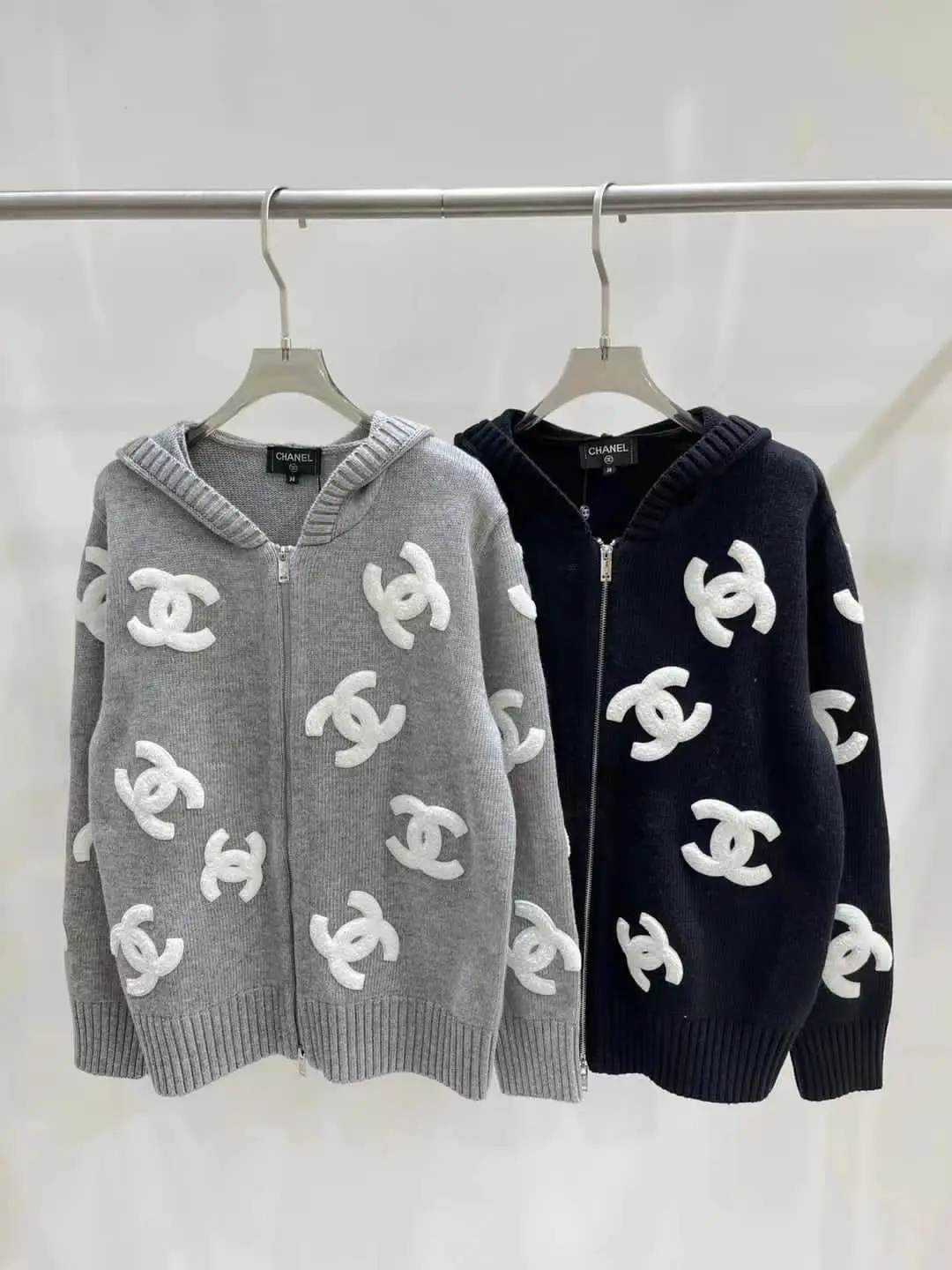 CHANEL Hooded Cardigan Sweatshirt CHANEL Hooded Cardigan Sweatshirt