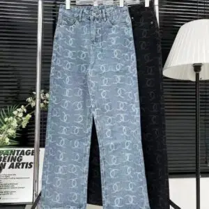 CHANEL Printed Denim Pants