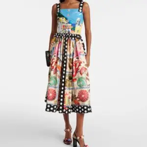 Dolce & Gabbana Capri Print Cotton Midi Dress