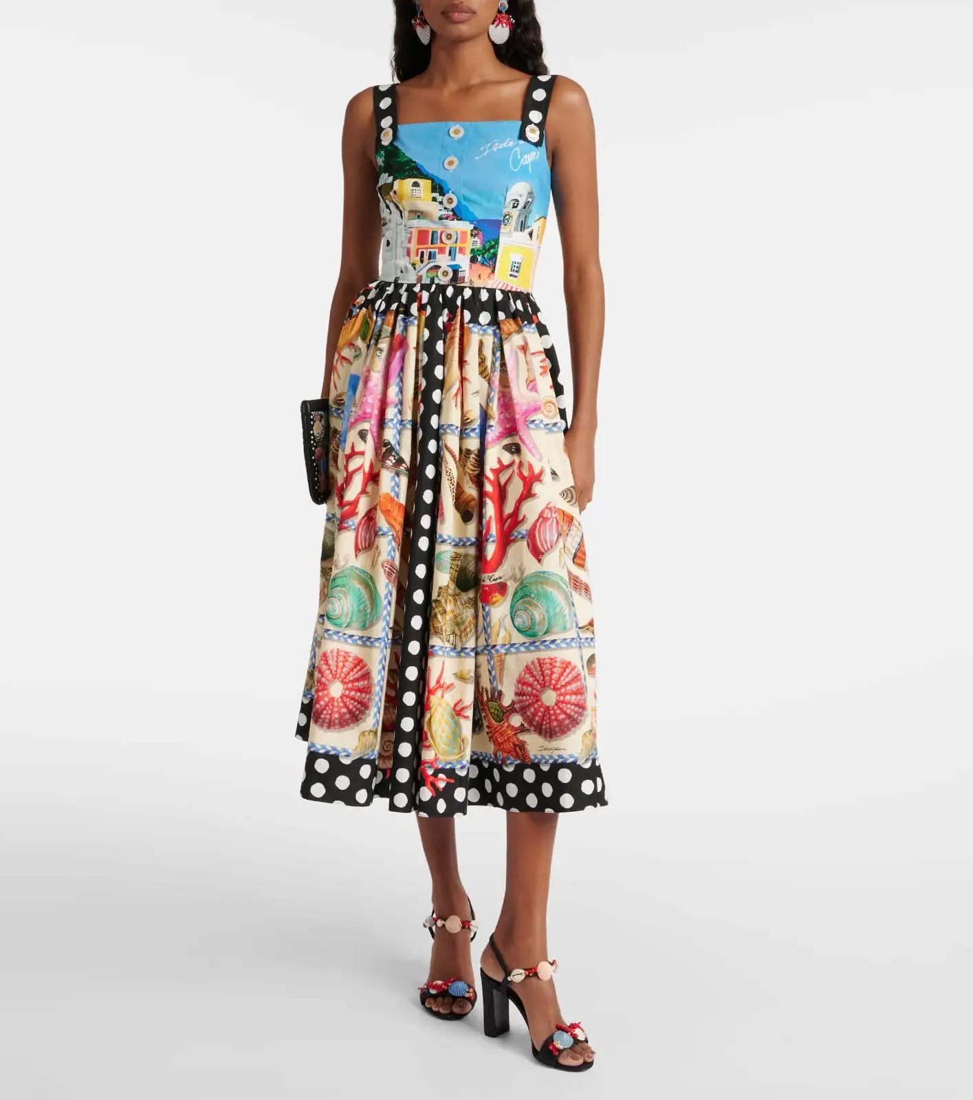 Dolce & Gabbana Capri Print Cotton Midi Dress Dolce & Gabbana Capri Print Cotton Midi Dress