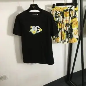 D&G Dolce & Gabbana Yellow Rose Print T-Shirt