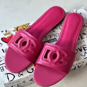 Dolce & Gabbana DG Logo Leather Slide Sandals