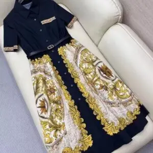 DIOR Floral Print Shirt Midi Dress