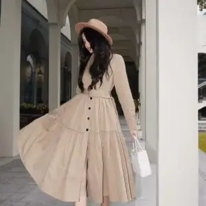 DIOR Ruched Button Front Maxi Dress