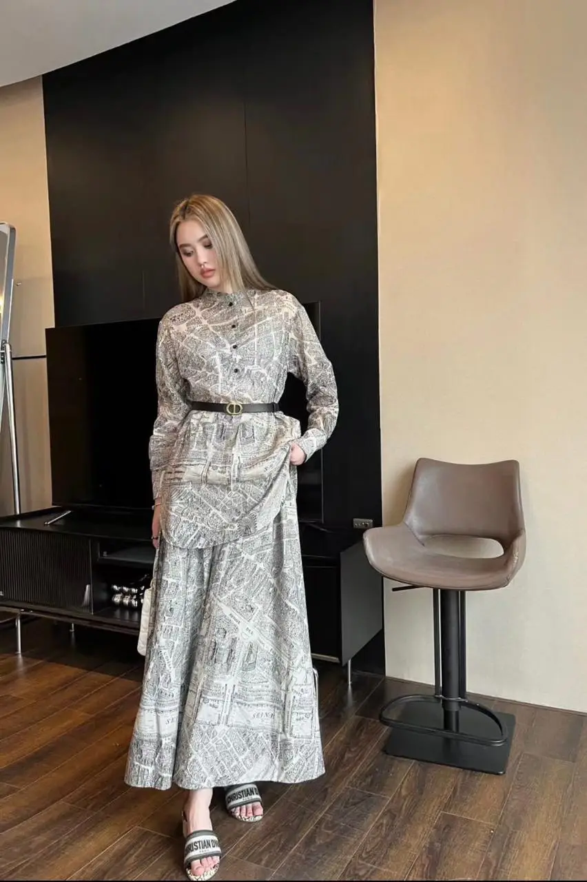 DIOR Oblique Long Sleeve Maxi Dress DIOR Oblique Long Sleeve Maxi Dress