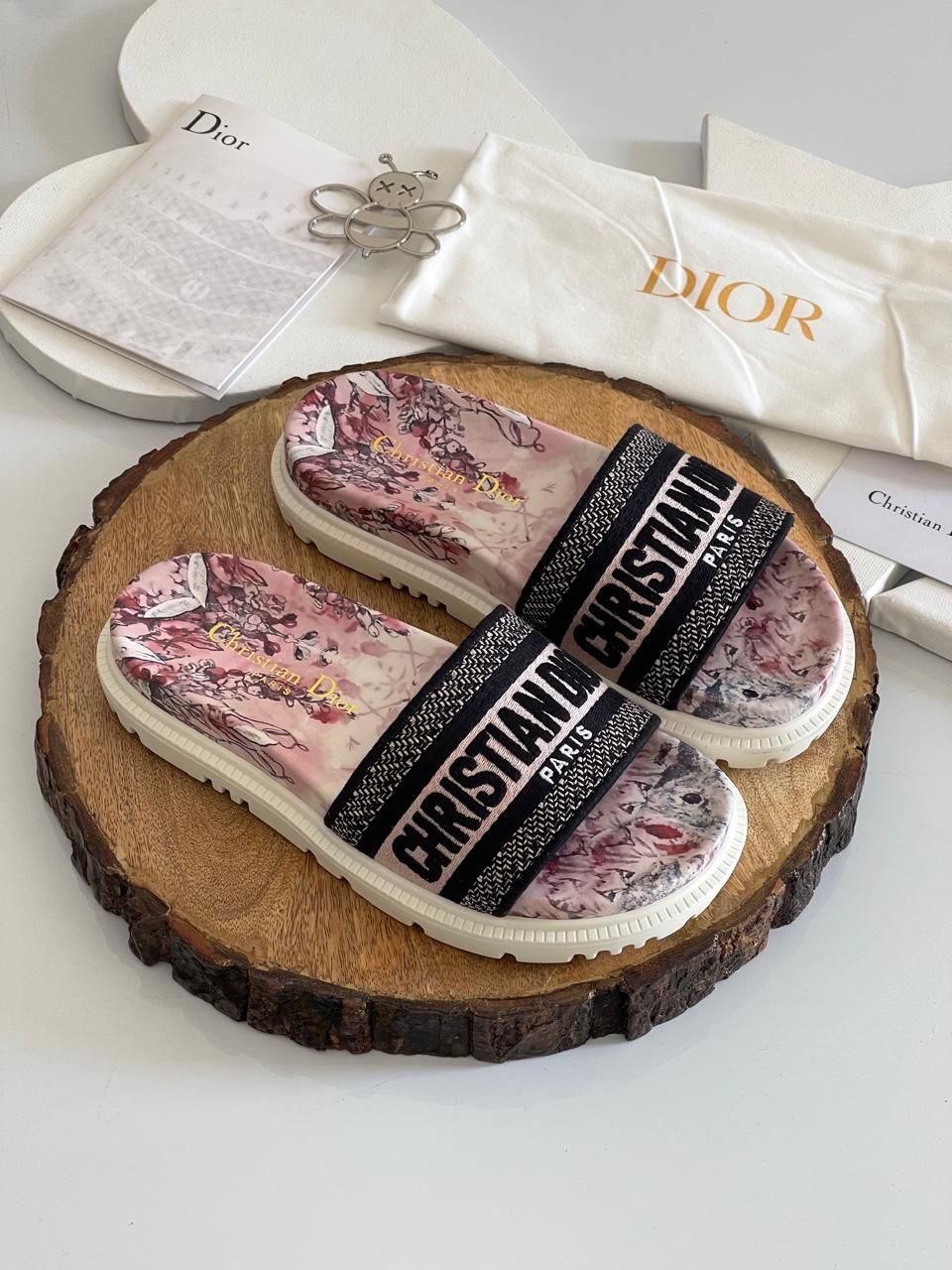 DIOR Dway Multicolored Pattern Slides DIOR Dway Multicolored Pattern Slides