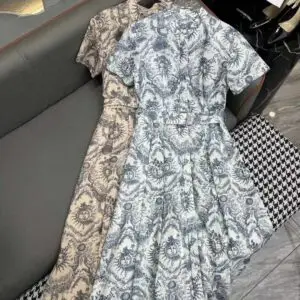 DIOR Floral Print Wrap Dress with Belt