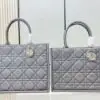 Dior Lady Medium Bag in Gray Pearl