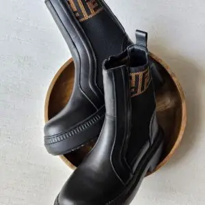 FENDI Domino Leather Biker Boots