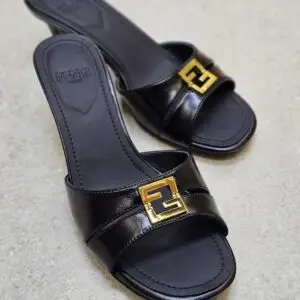 FENDI Ffold Leather Mules
