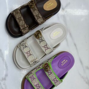 GUCCI Denim Web Slide Sandals