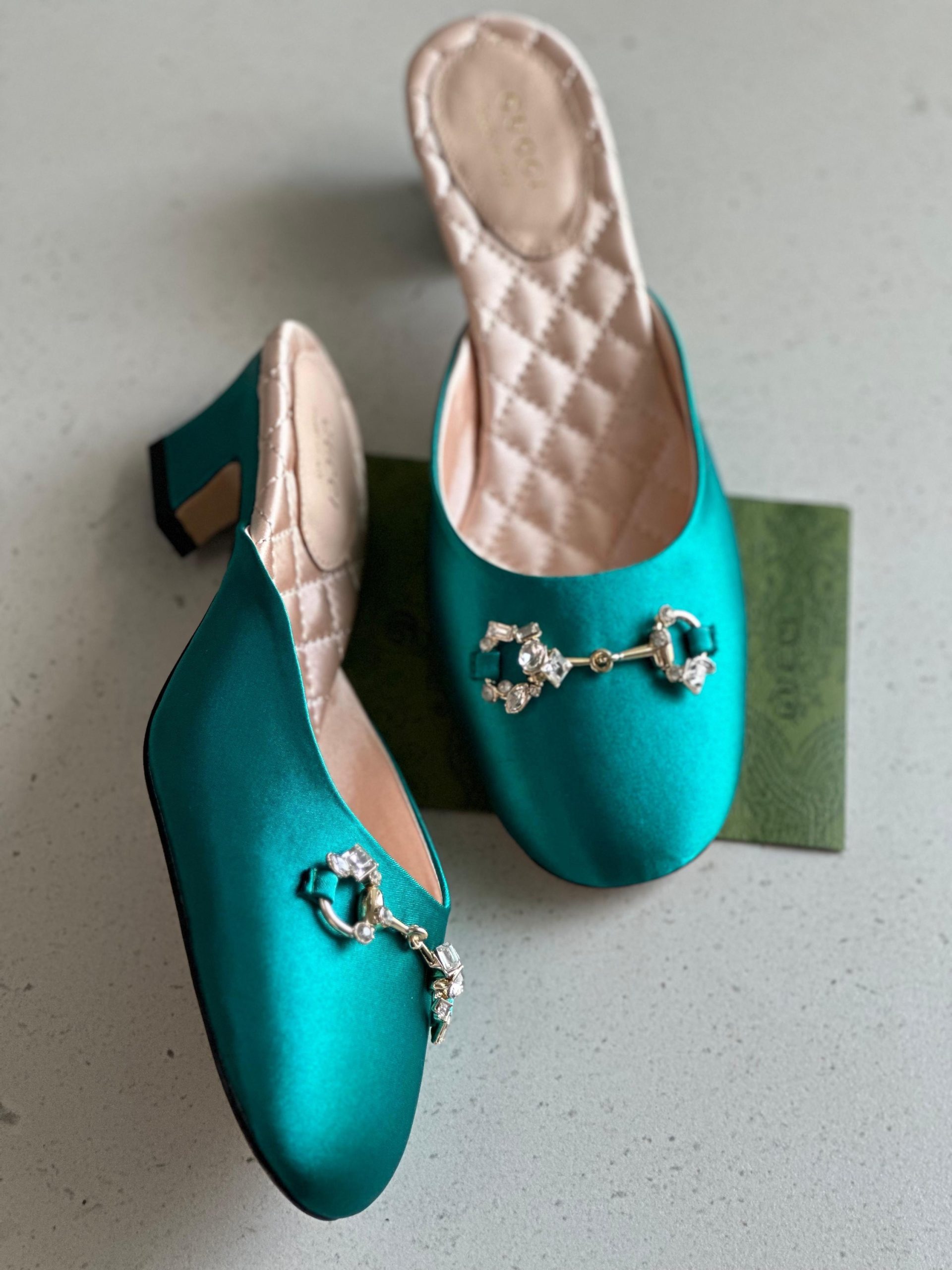 GUCCI Horsebit Crystals Satin Mules GUCCI Horsebit Crystals Satin Mules