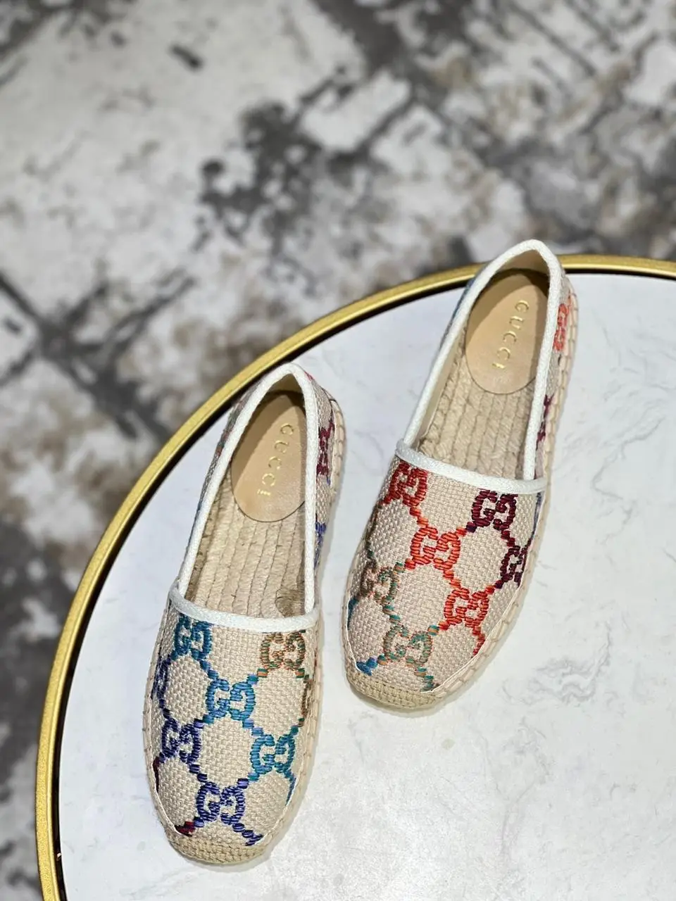 Gucci Pilar Beige Espadrille Flat Gucci Pilar Beige Espadrille Flat