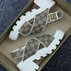 GUCCI Supreme Canvas Platform Sandals