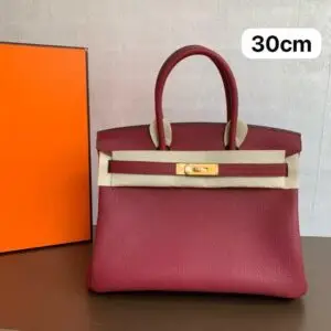 HERMES Birkin 30 Rouge Grenat Togo Leather