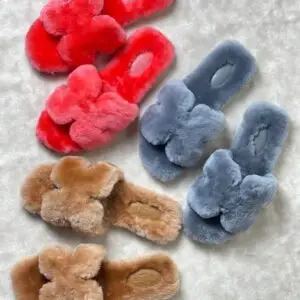 HERMES Faux Fur Slippers