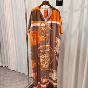 HERMES Robe À Bretelles Silk Dress