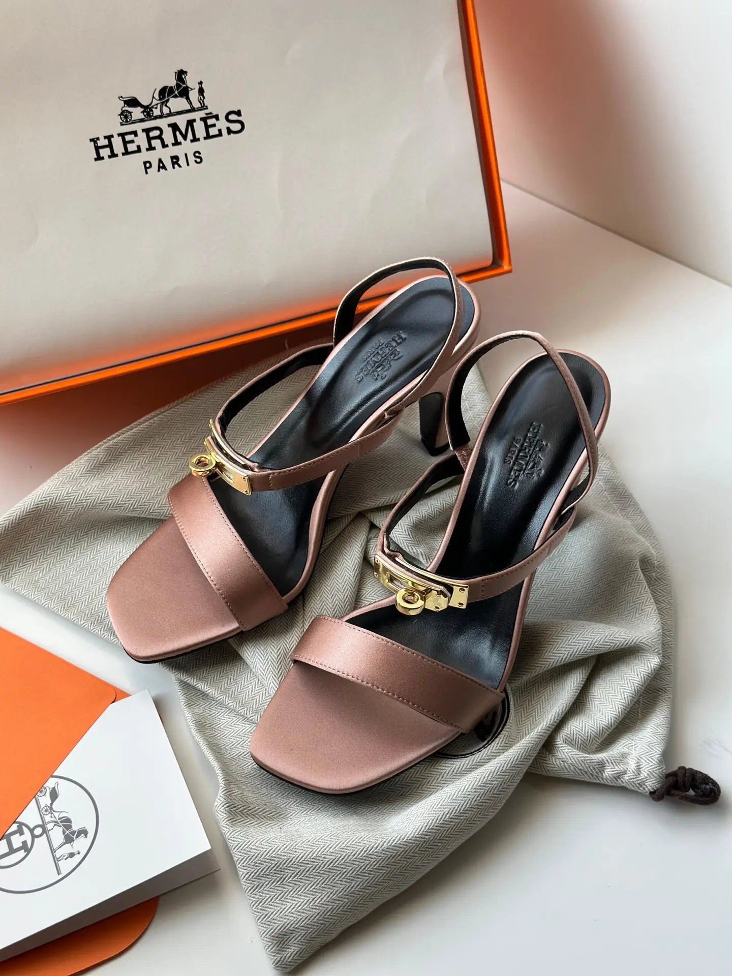 Hermes Summer Slim Heel Sandals with Ankle Strap Hermes Summer Slim Heel Sandals with Ankle Strap