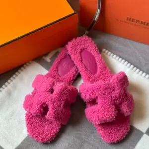 HERMES Woolskin Oran Sandals