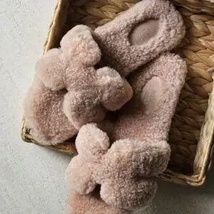HERMES Beige Fur Winter Slipper