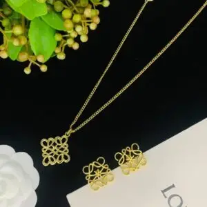 LOEWE Anagram Pendant Brass Chain