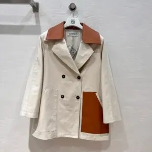 L OE WE Trapeze Peacoat with Leather Collar