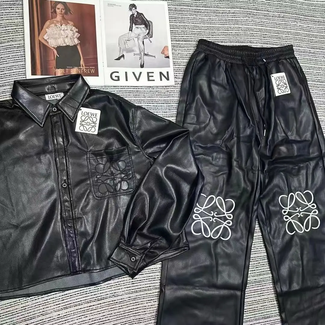 LOE WE Anagram Leather Wide-Leg Pants LOE WE Anagram Leather Wide-Leg Pants