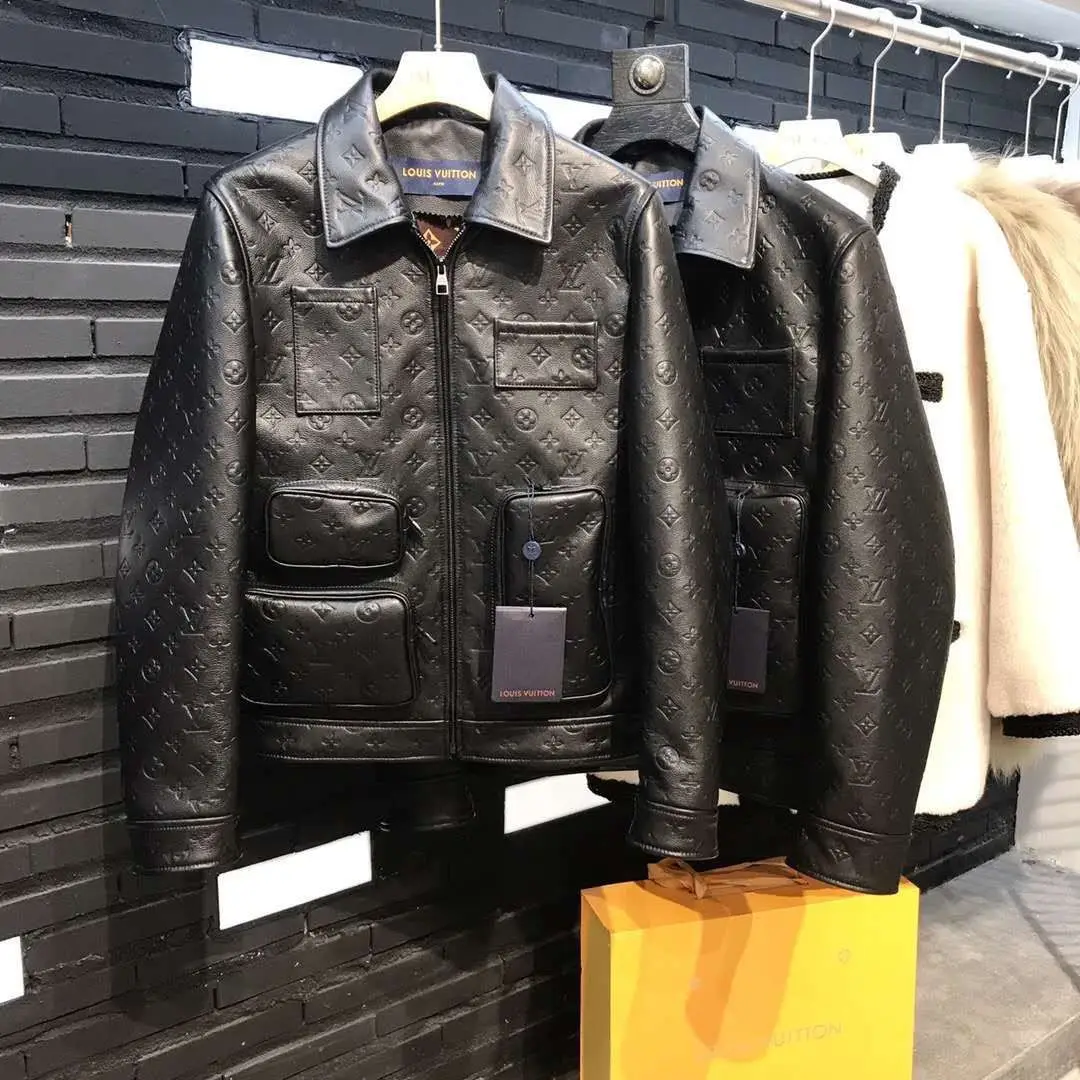 LOUIS VUITTON Embossed Leather Jacket LOUIS VUITTON Embossed Leather Jacket