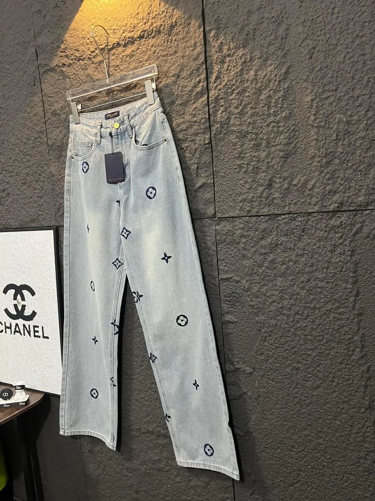 LOUIS VUITTON Women's Embroidered Denim Jeans LOUIS VUITTON Women's Embroidered Denim Jeans