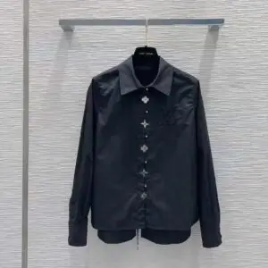 LOUIS VUITTON Black Collar Party Wear Shirt for Men