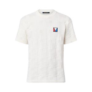 Lv Damier Jacquard Short-Sleeved Cotton Crewneck